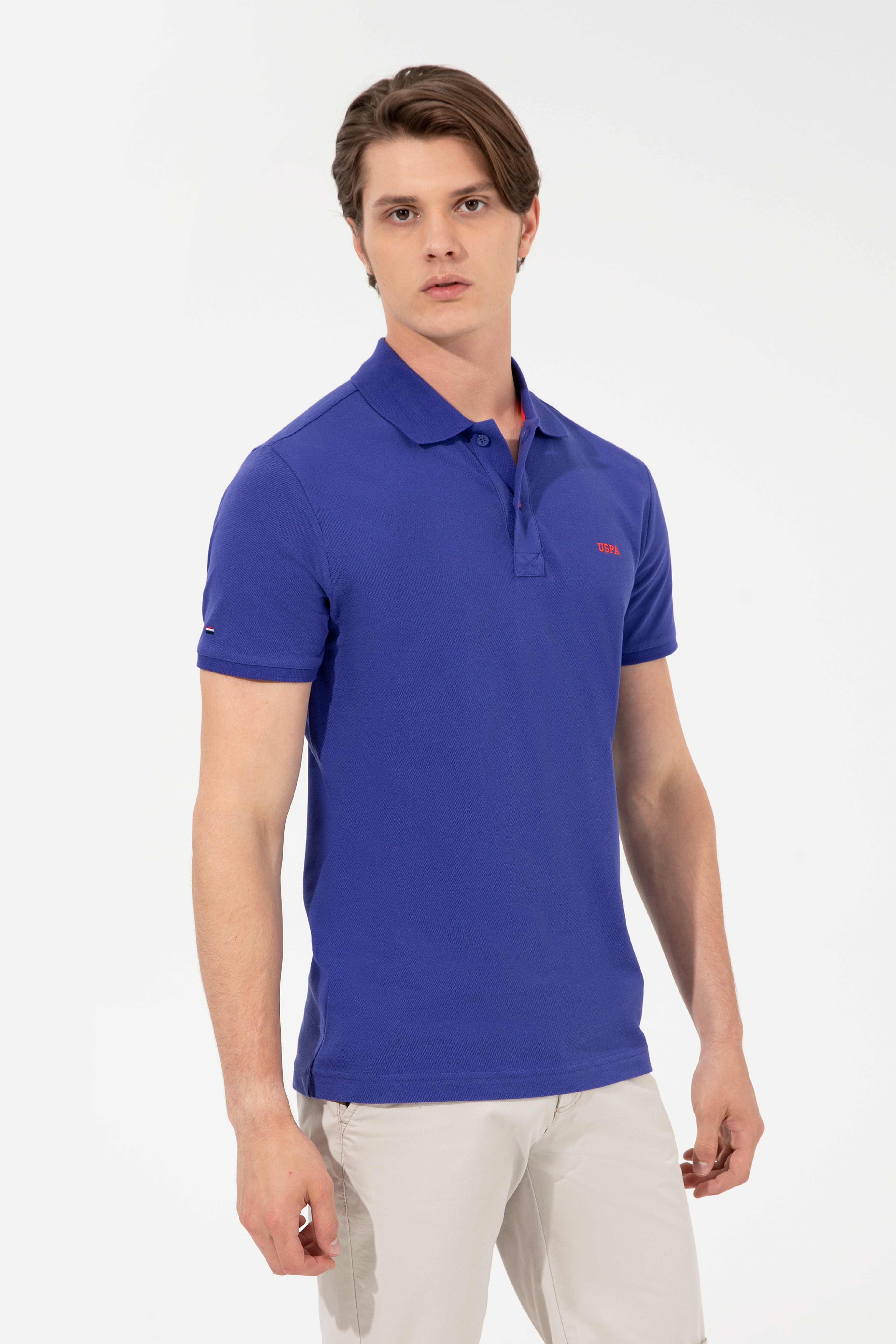 Erkek Mavi Polo Yaka Basic T-Shirt - Image 2