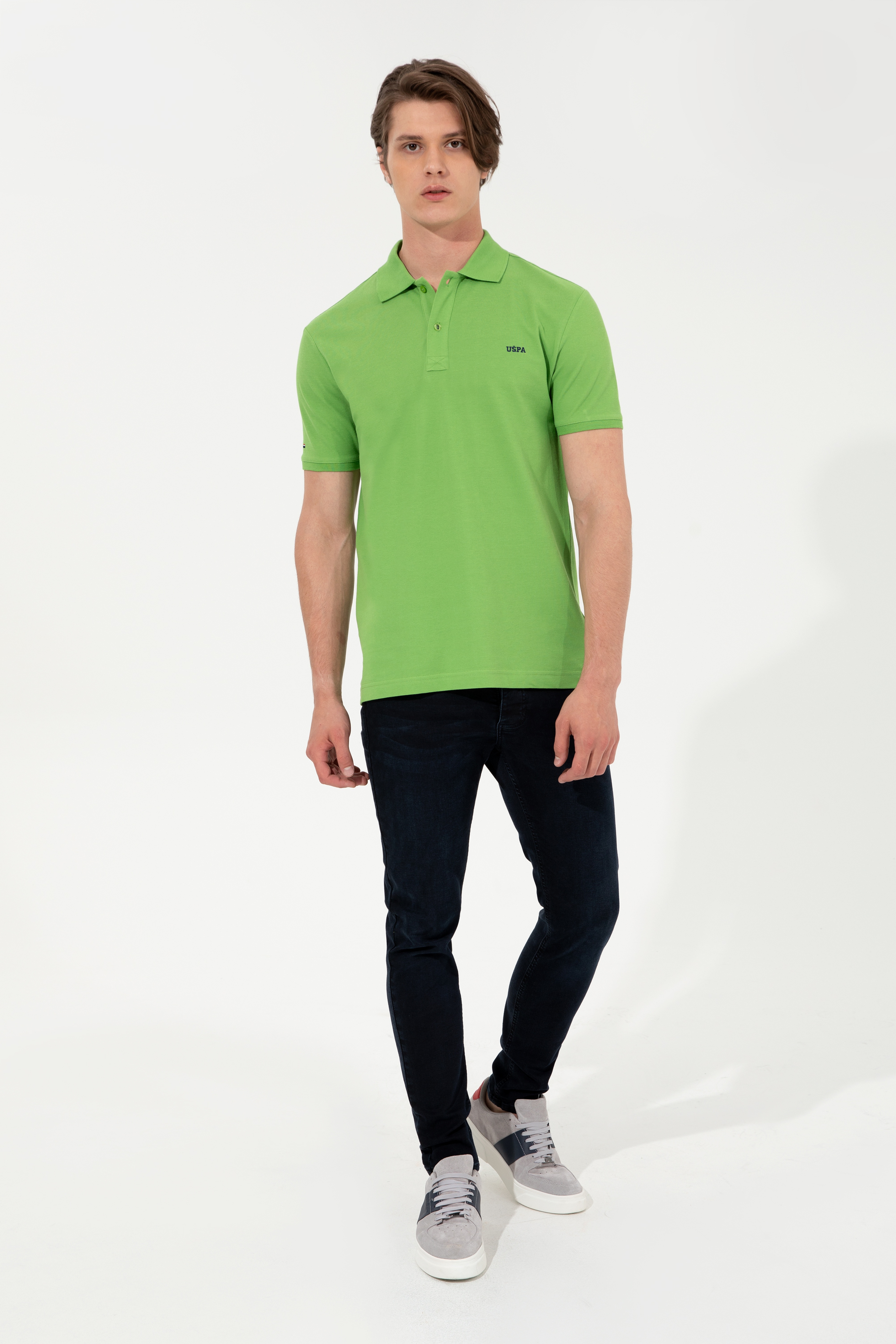 Erkek Elma Yeşili Basic Polo Yaka Tişört - Image 4