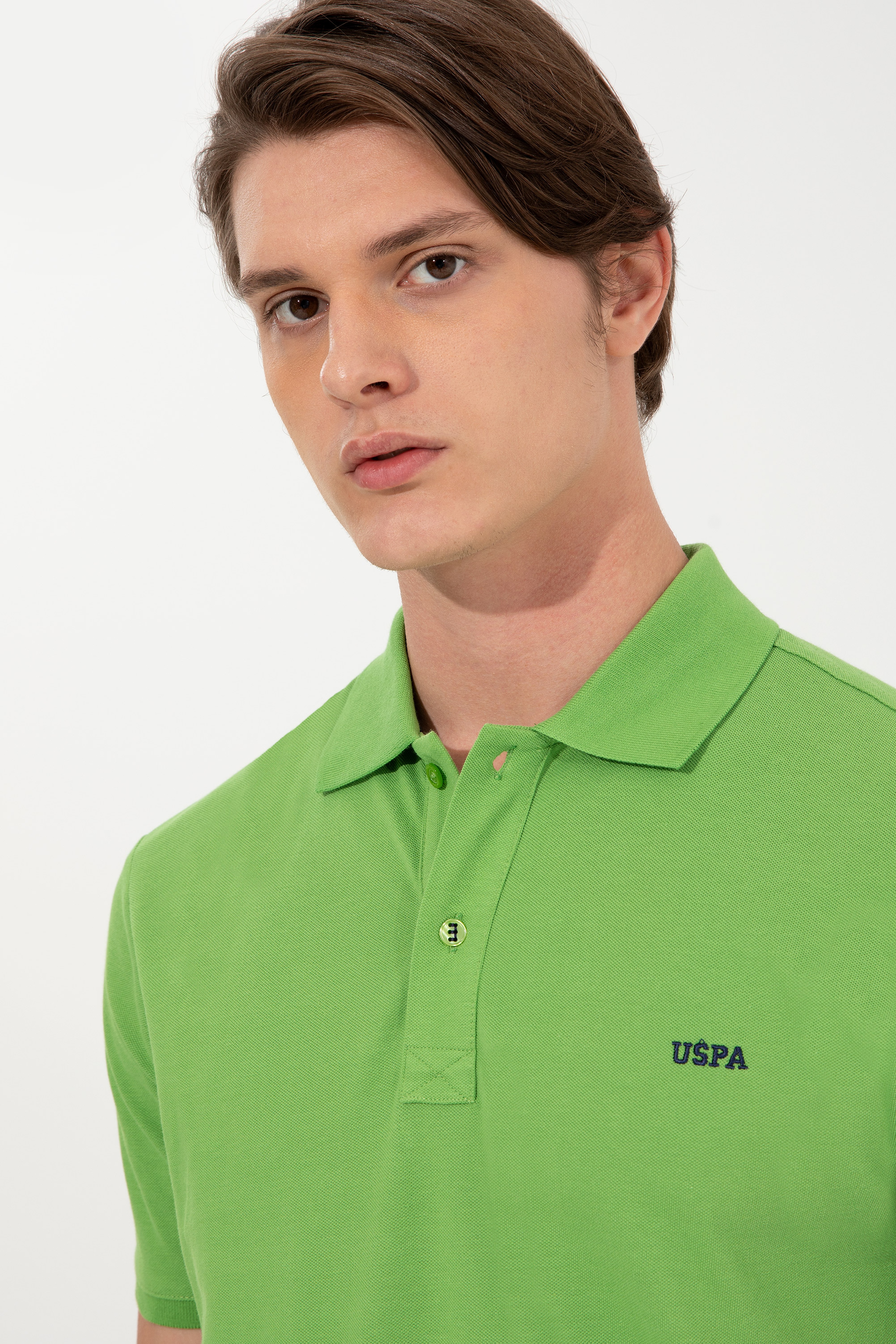 Erkek Elma Yeşili Basic Polo Yaka Tişört - Image 3
