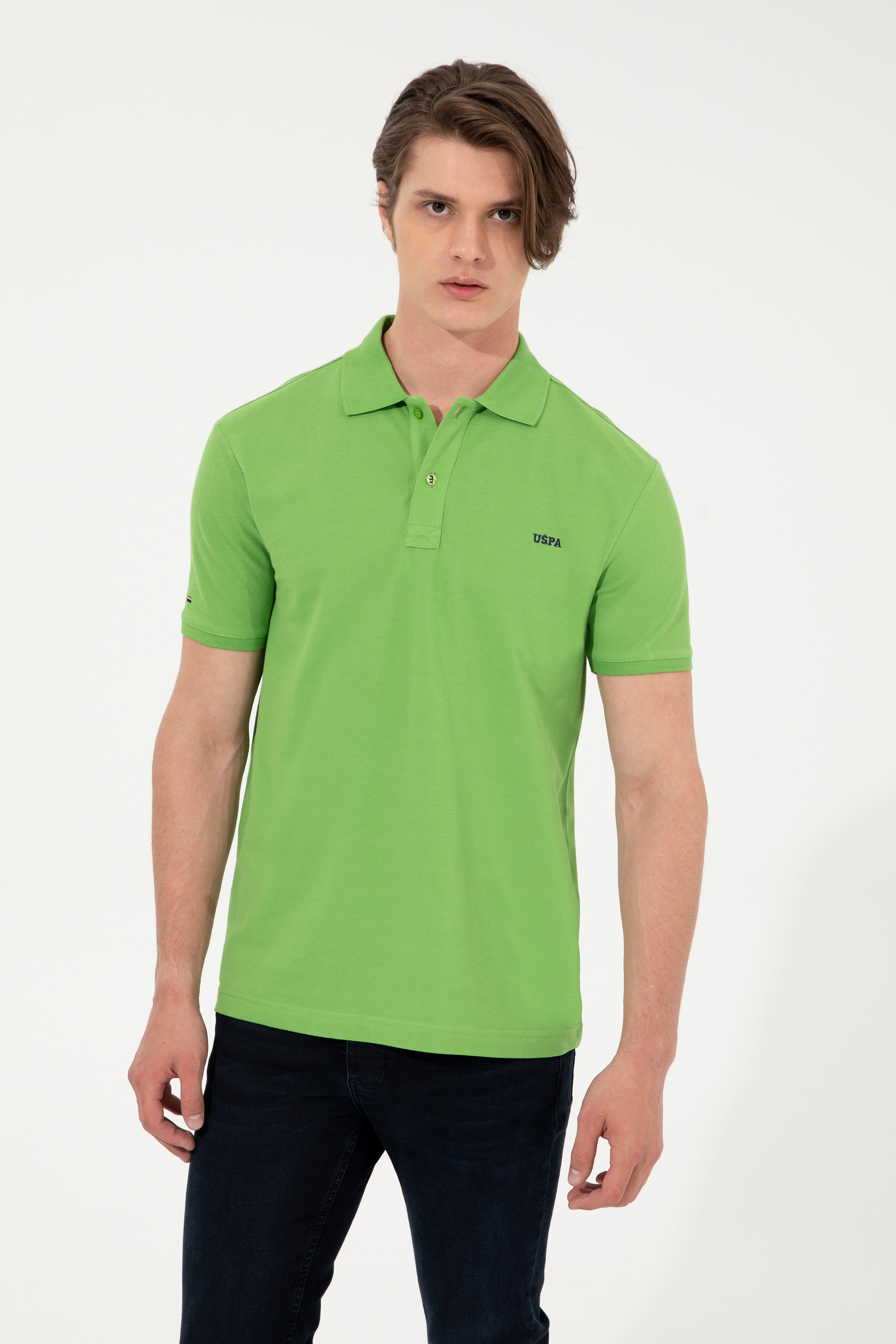 Erkek Elma Yeşili Basic Polo Yaka Tişört - Image 2