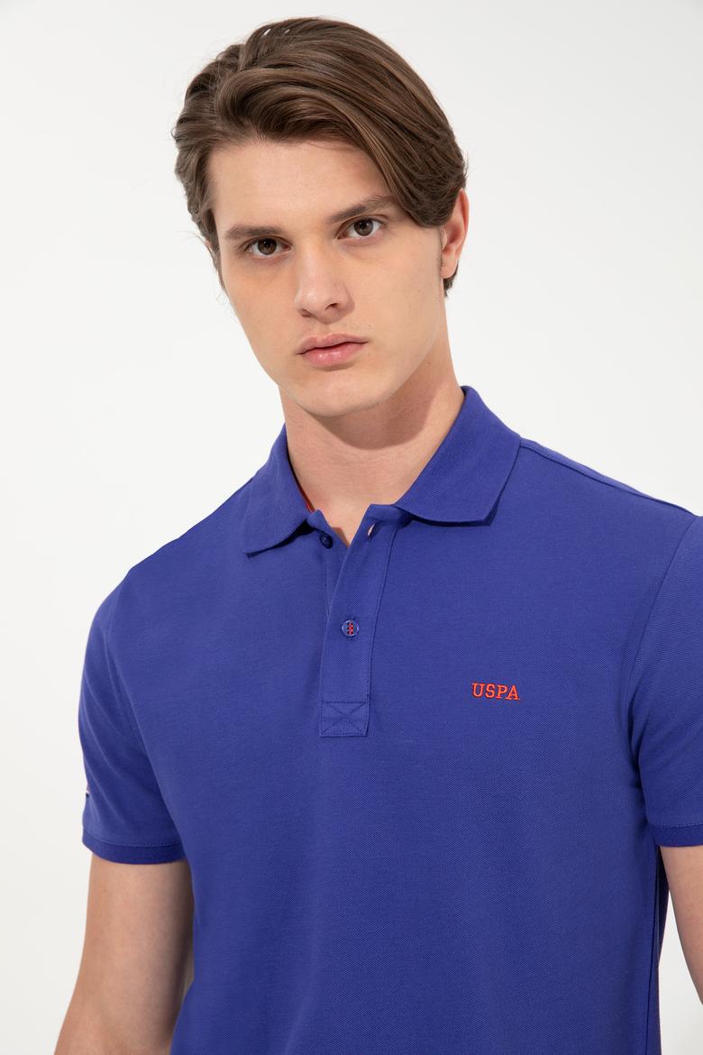 Erkek Mavi Polo Yaka Basic T-Shirt