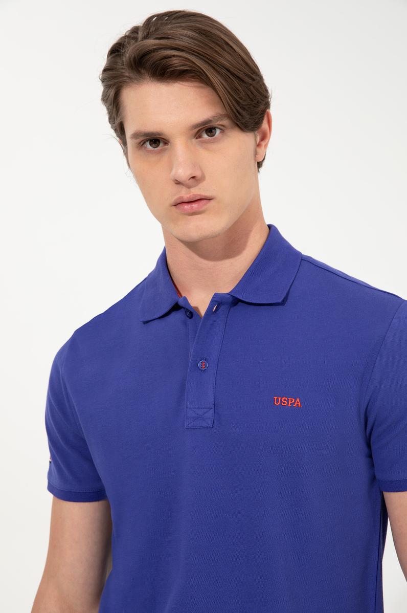 Erkek Mavi Polo Yaka Basic T-Shirt