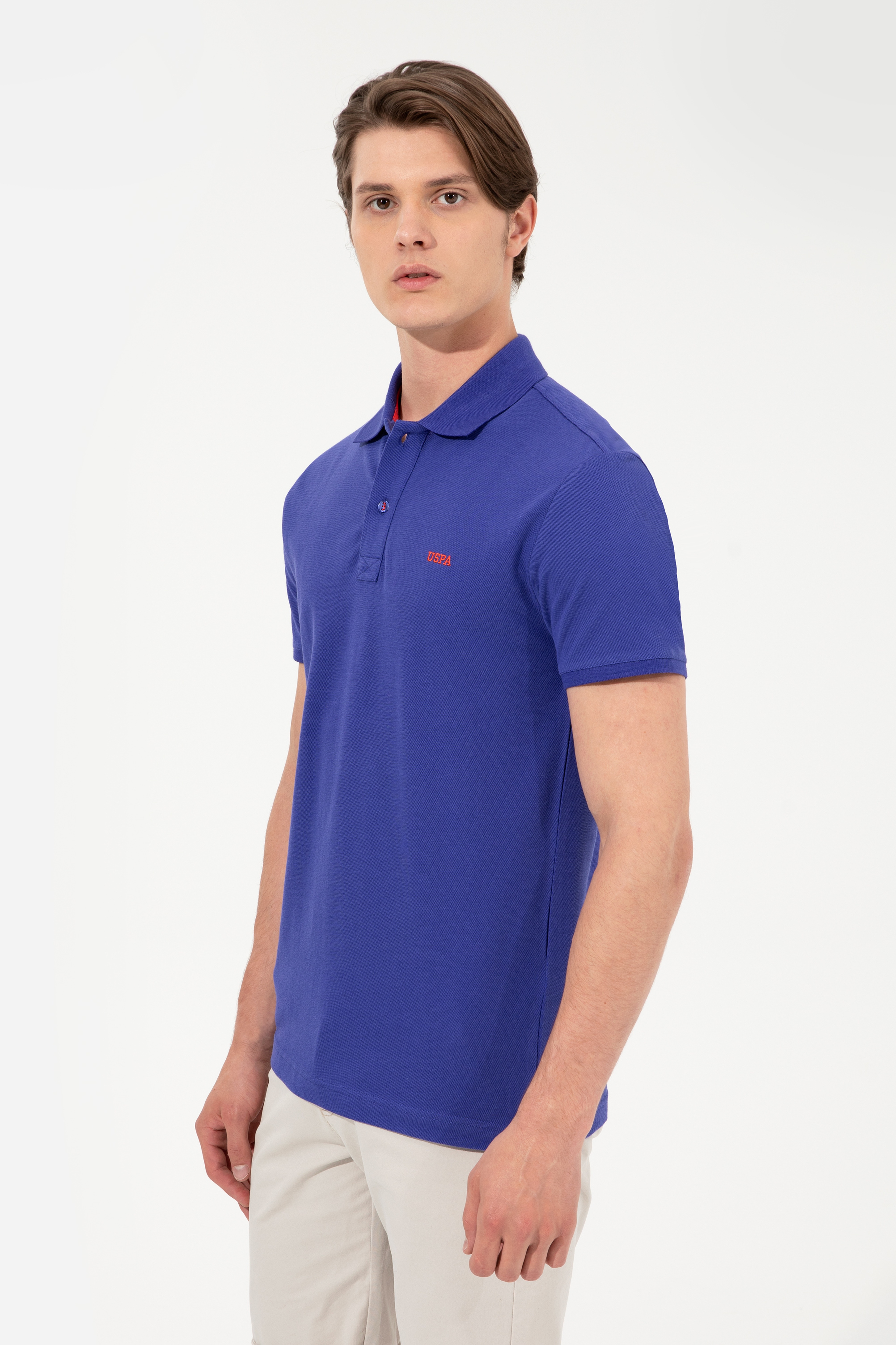 Erkek Mavi Polo Yaka Basic T-Shirt - Image 3