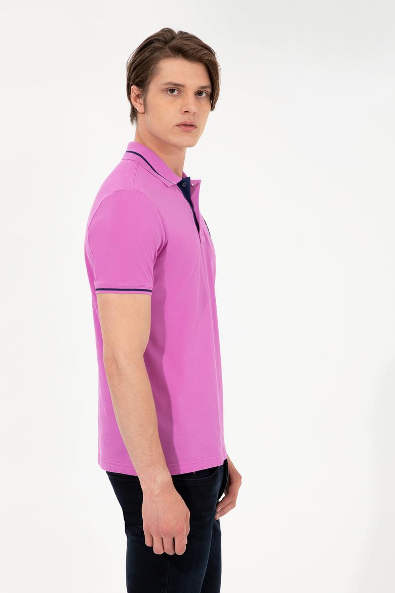 Erkek Menekşe Basic Polo Yaka Tişört - 50247371057