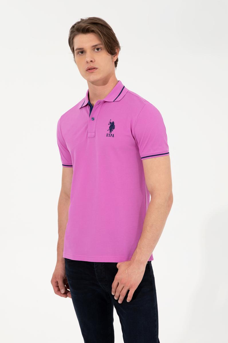 Erkek Menekşe Basic Polo Yaka Tişört