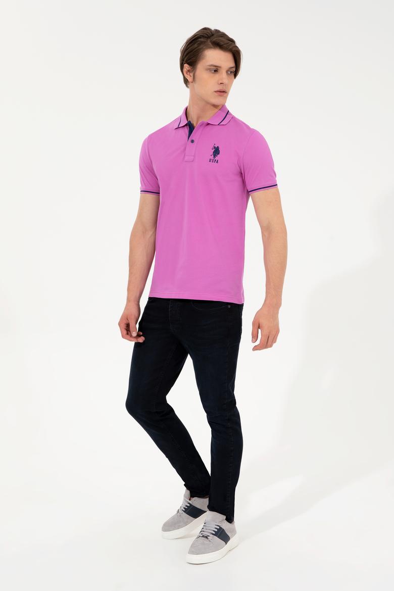 Erkek Menekşe Basic Polo Yaka Tişört - 50247371057