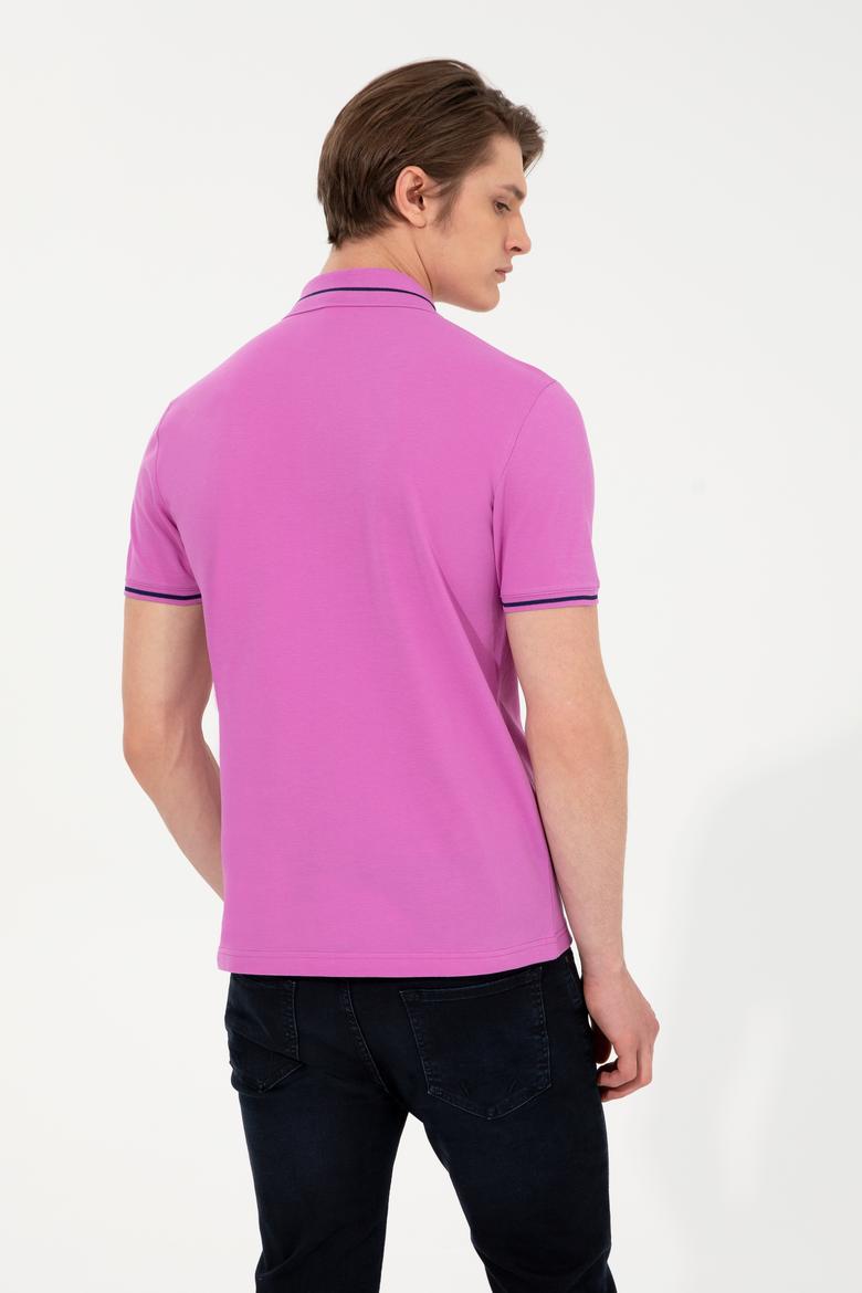 Erkek Menekşe Basic Polo Yaka Tişört - 50247371057