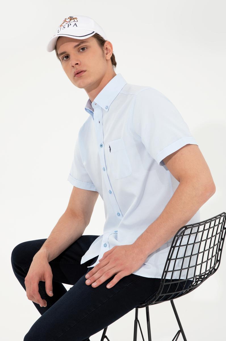 Erkek Açık Mavi Kısa Kollu Gömlek