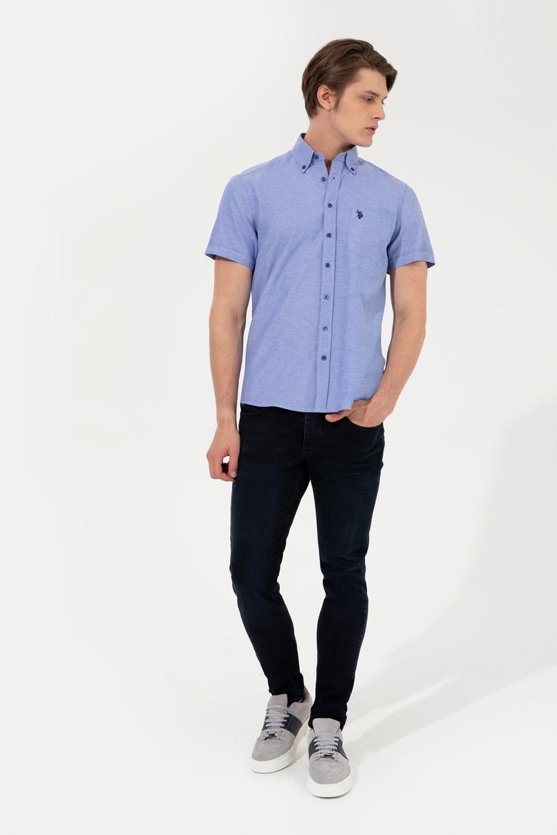 Erkek Mavi Kısa Kollu Gömlek - 50249518040