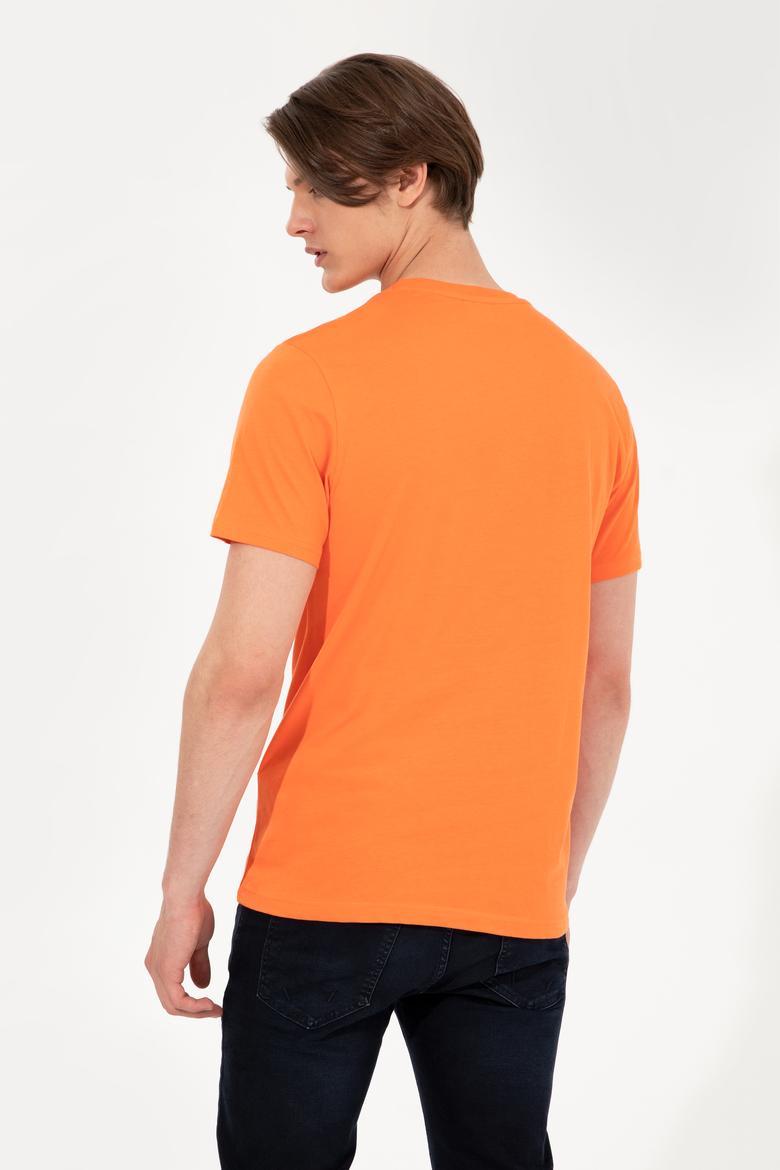 Erkek Turuncu Bisiklet Yaka Tişört - 50248598175