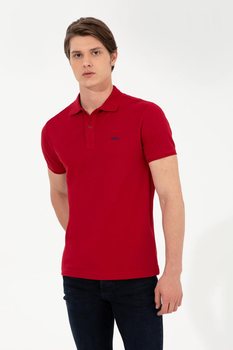 Erkek Bordo Polo Yaka Basic T-Shirt