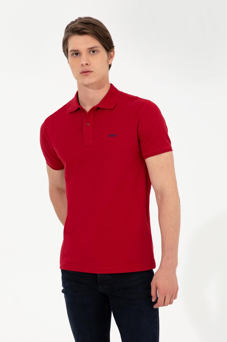 Erkek Bordo Polo Yaka Basic T-Shirt