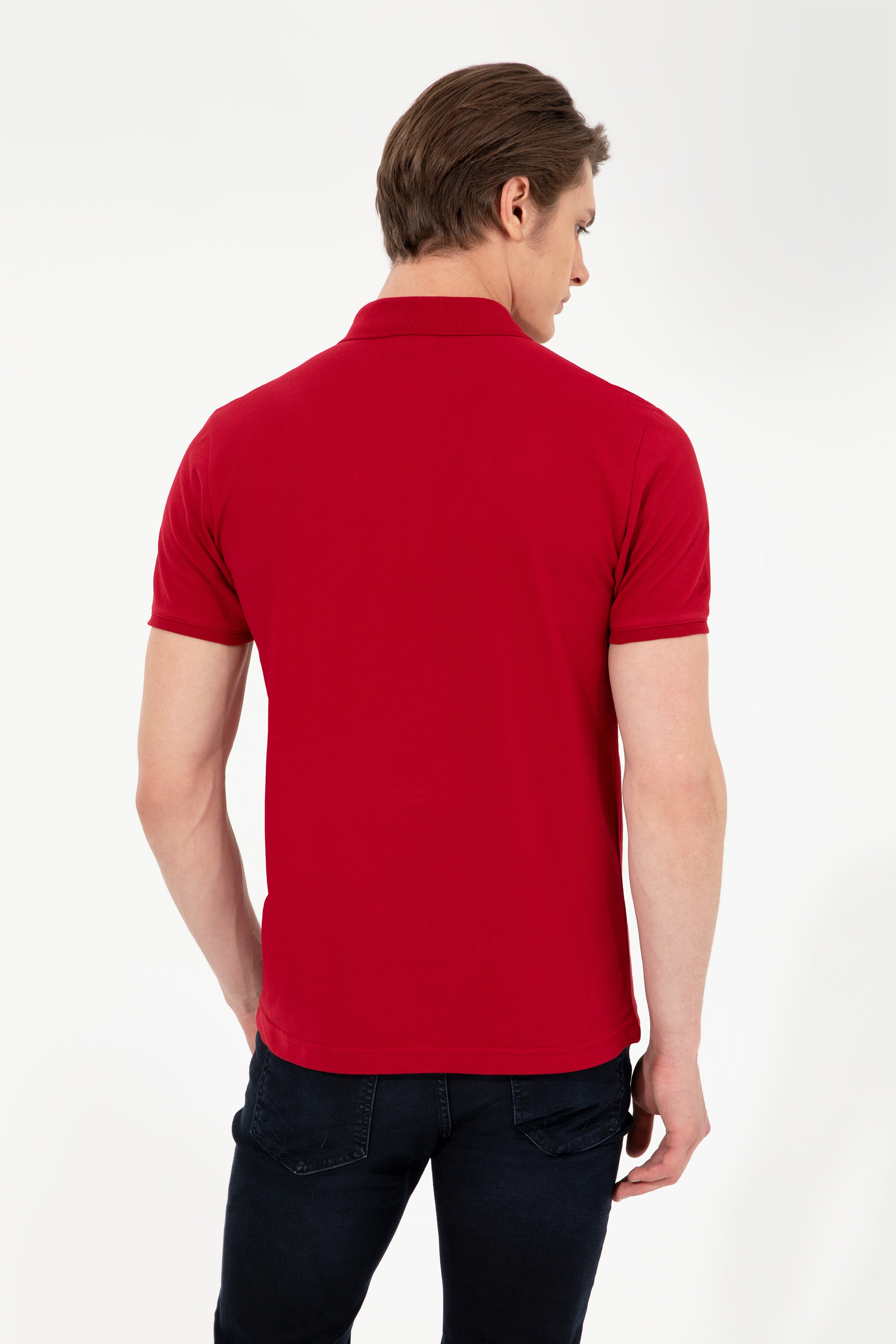 Erkek Bordo Polo Yaka Basic T-Shirt - Image 5
