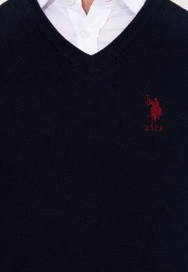 Erkek Lacivert V Yaka Basic Triko Kazak - 50251877014