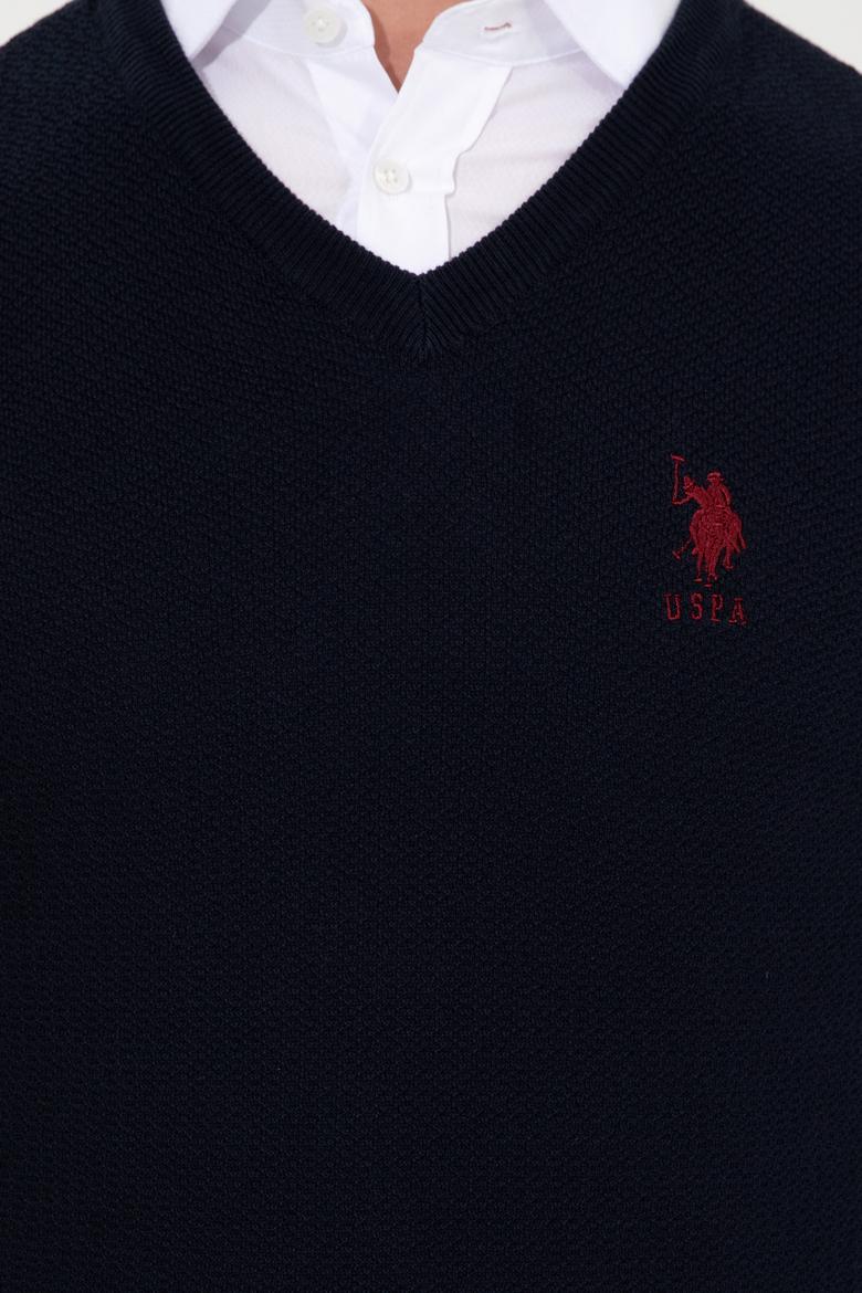 Erkek Lacivert V Yaka Basic Triko Kazak - 50251877014