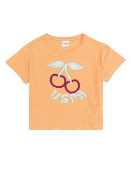Kız Çocuk Turuncu Bisiklet Yaka Tişört - 50248514011