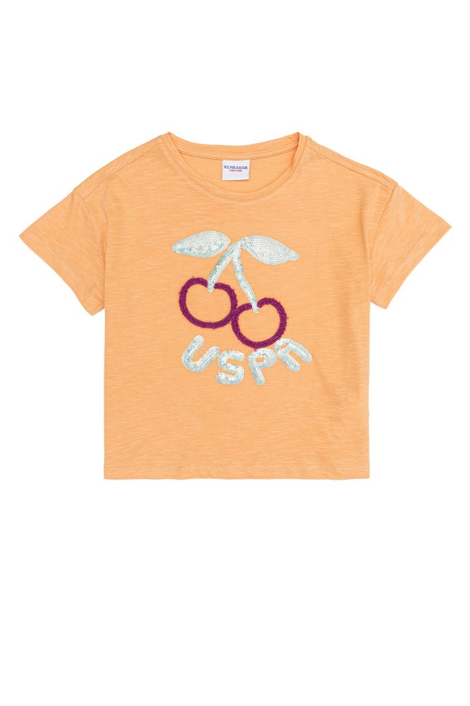 Kız Çocuk Turuncu Bisiklet Yaka Tişört