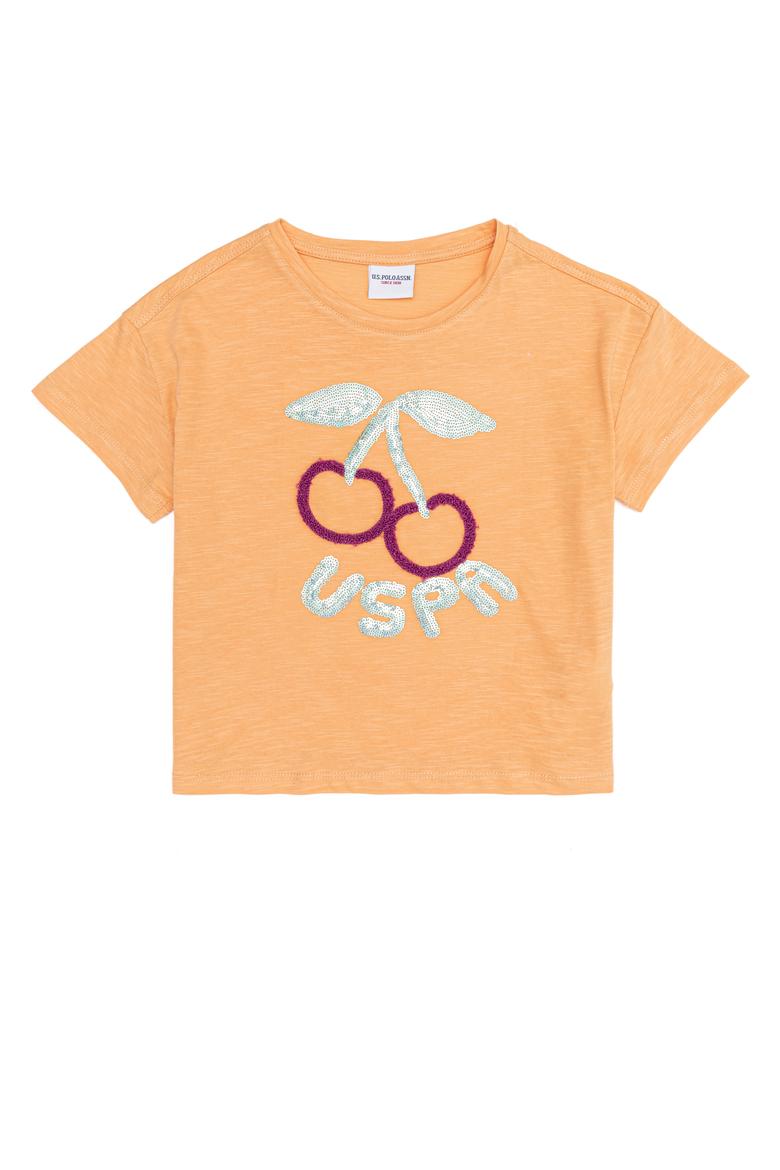 Kız Çocuk Turuncu Bisiklet Yaka Tişört