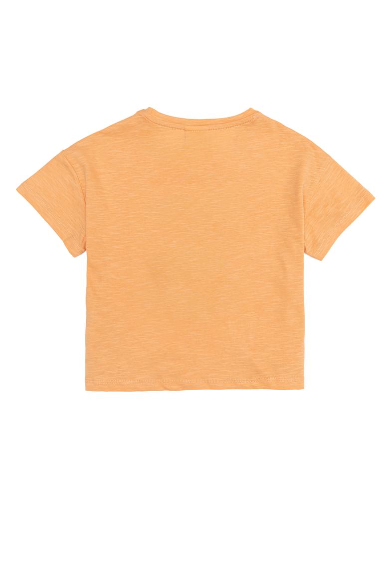 Kız Çocuk Turuncu Bisiklet Yaka Tişört - 50248514011