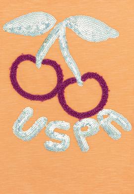 Kız Çocuk Turuncu Bisiklet Yaka Tişört - 50248514011