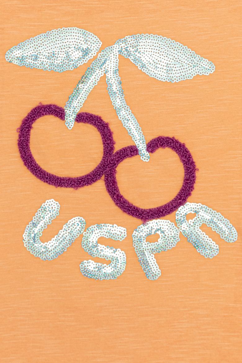 Kız Çocuk Turuncu Bisiklet Yaka Tişört - 50248514011