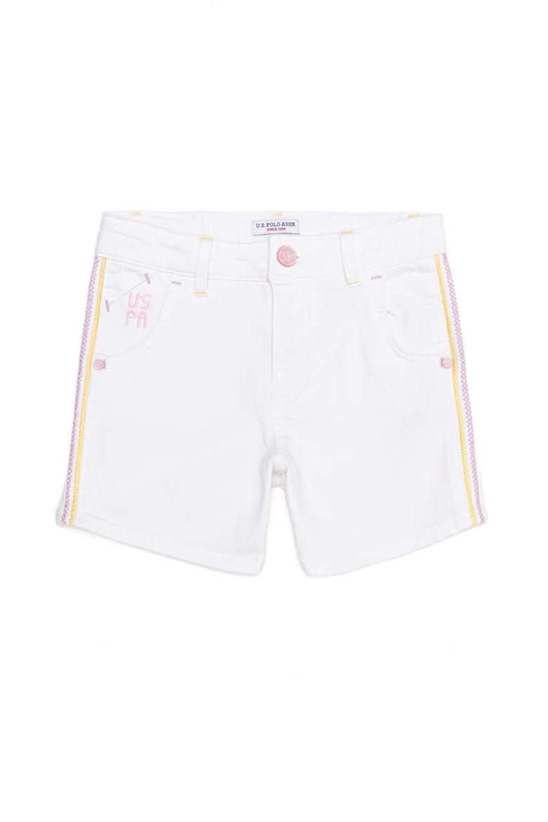 Kız Çocuk Beyaz Dokuma Şort