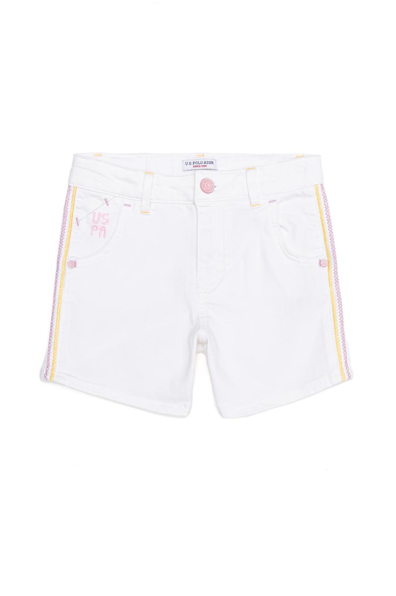 Kız Çocuk Beyaz Dokuma Şort