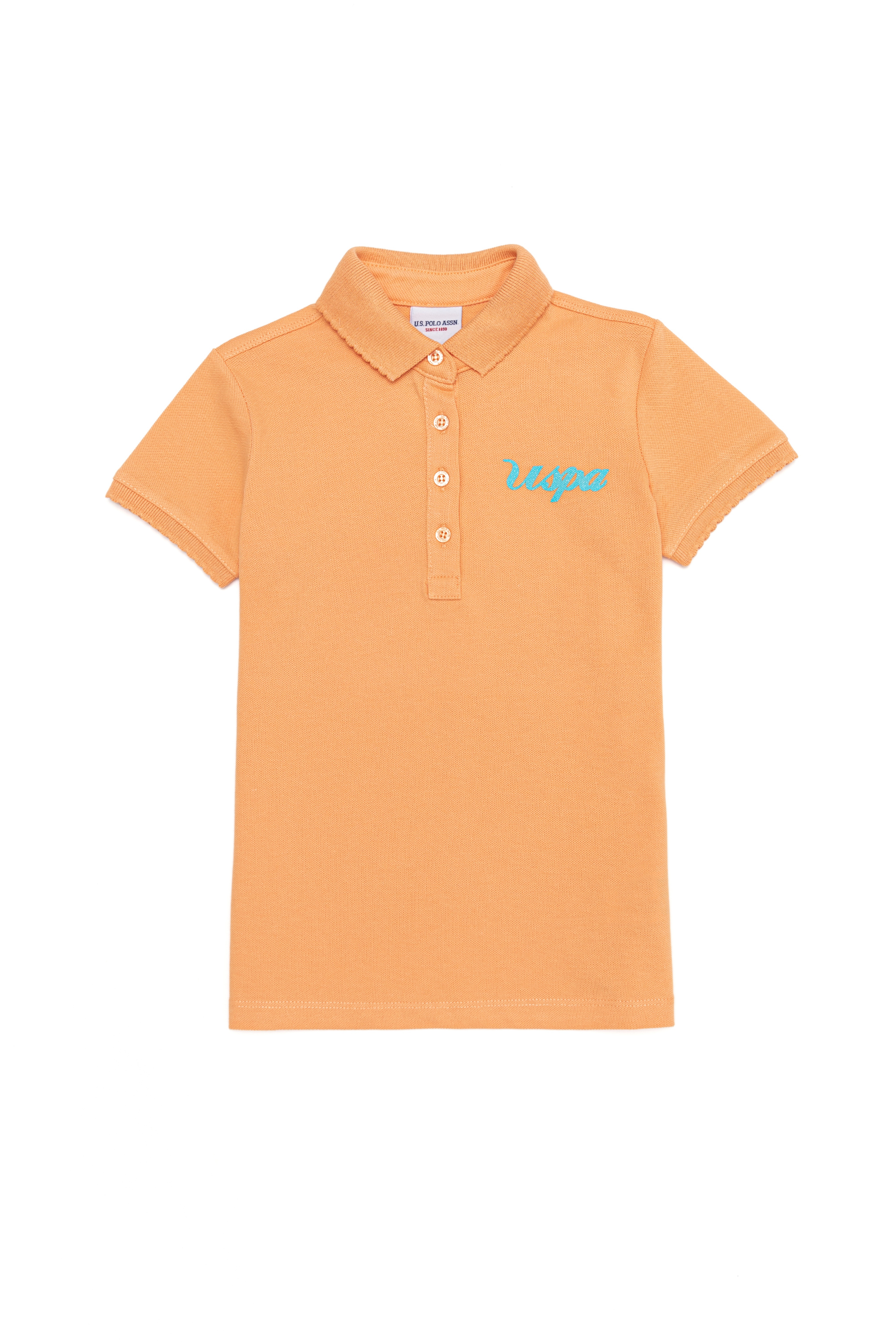 Kız Çocuk Turuncu Basic Polo Yaka Tişört - Image 1