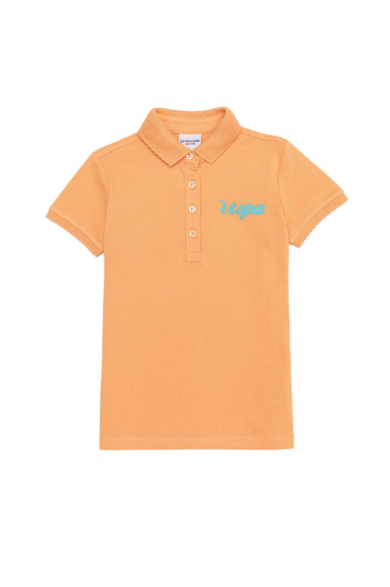 Kız Çocuk Turuncu Basic Polo Yaka Tişört