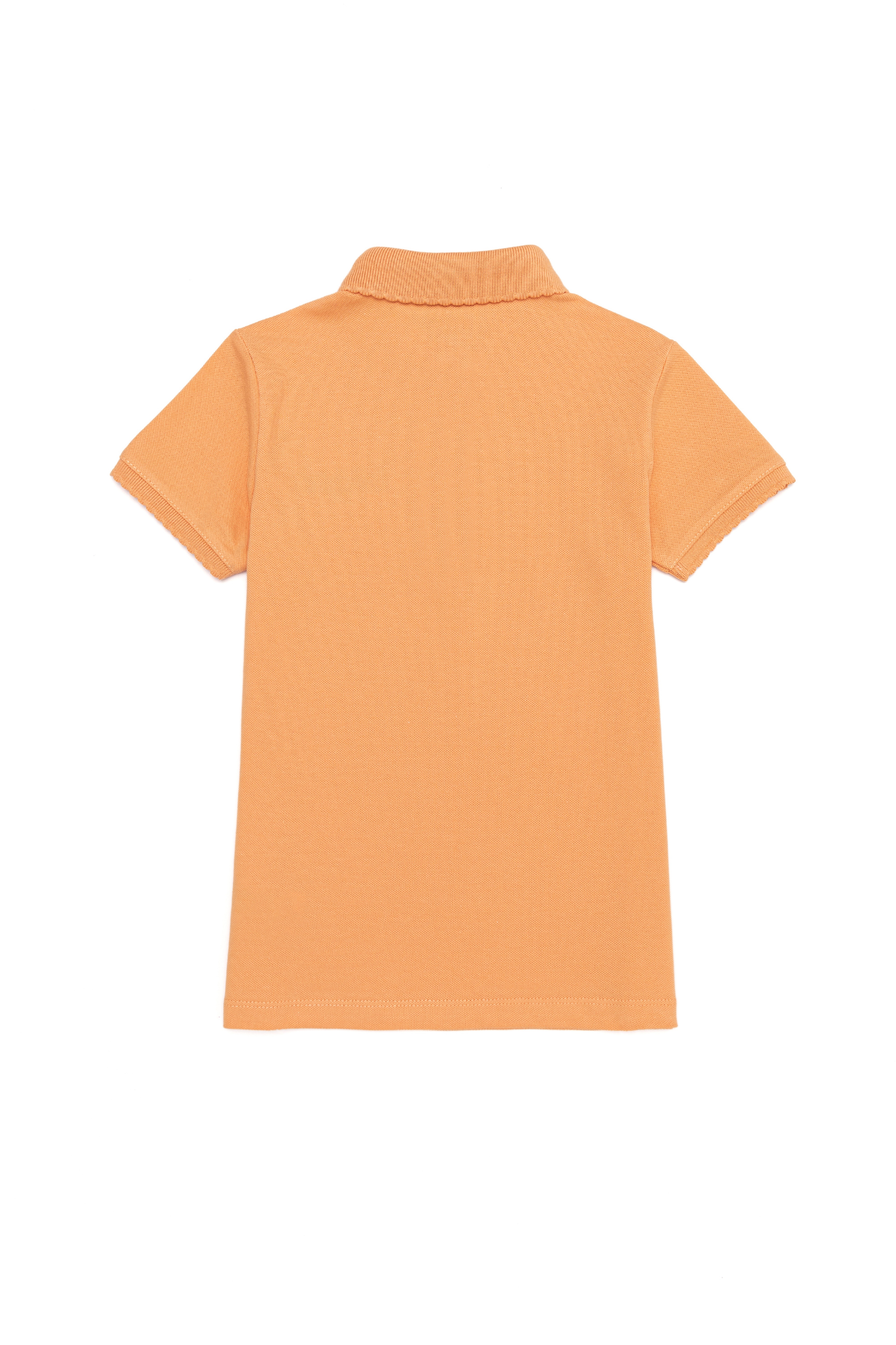 Kız Çocuk Turuncu Basic Polo Yaka Tişört - Image 2