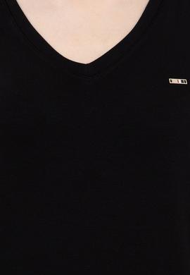 Kadın Siyah Basic V Yaka Tişört - 50247980006