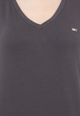 Kadın Antrasit Basic V Yaka Tişört - 50247980087
