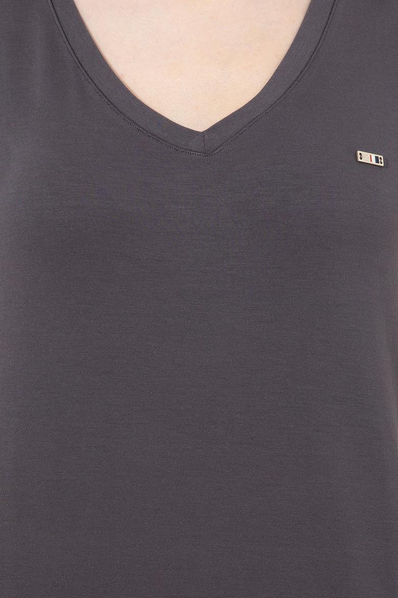 Kadın Antrasit Basic V Yaka Tişört - 50247980087
