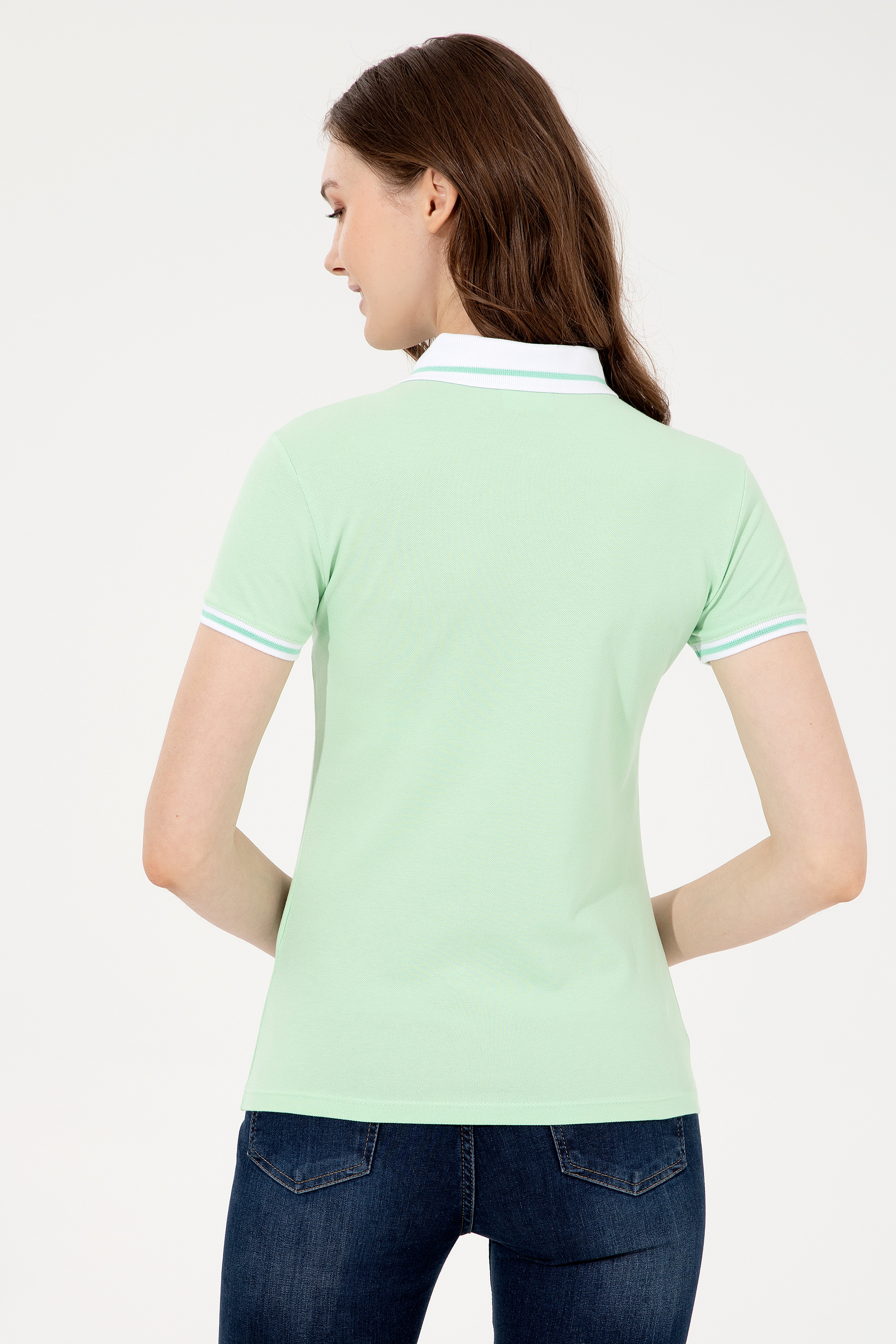 Kadın Mint Yeşili Polo Yaka T-Shirt - Image 5
