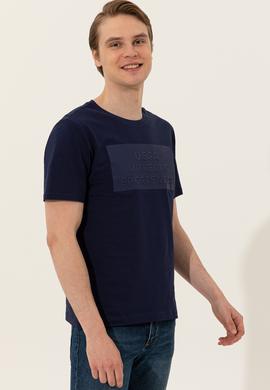 Erkek Lacivert Bisiklet Yaka Tişört - 50248581017