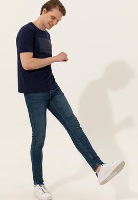 Erkek Lacivert Bisiklet Yaka Tişört - 50248581017