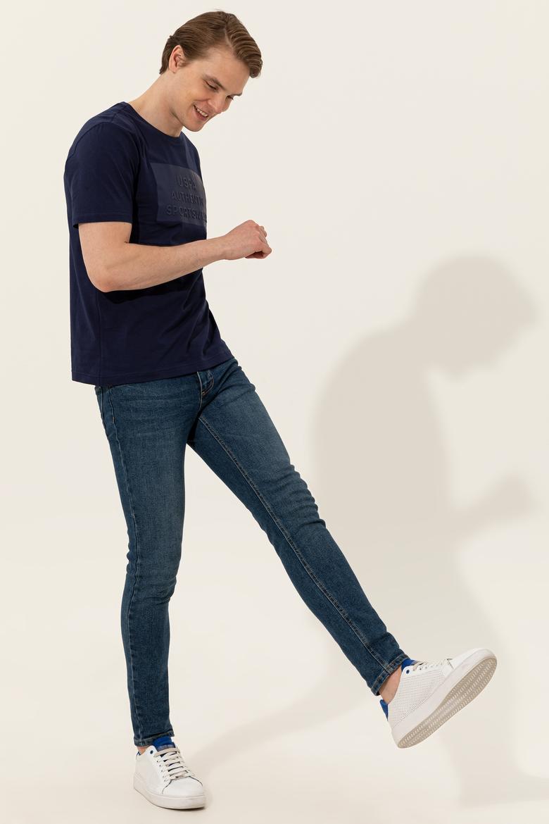 Erkek Lacivert Bisiklet Yaka Tişört - 50248581017