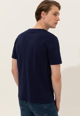 Erkek Lacivert Bisiklet Yaka Tişört - 50248581017