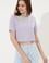 Kadın Lila Bisiklet Yaka Crop Tişört