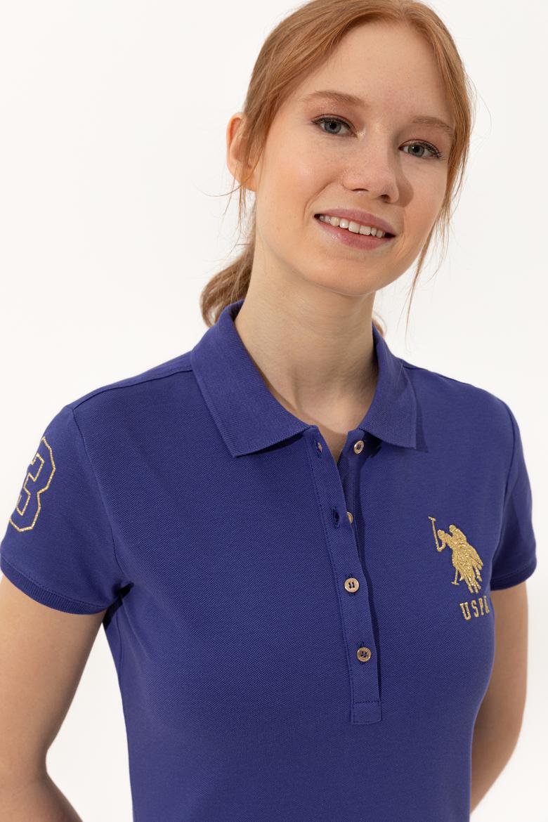 Kadın Mavi Polo Yaka Örme Elbise - 50246277158