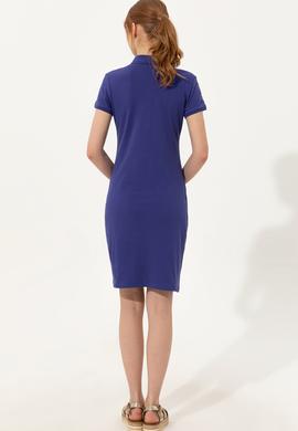 Kadın Mavi Polo Yaka Örme Elbise - 50246277158