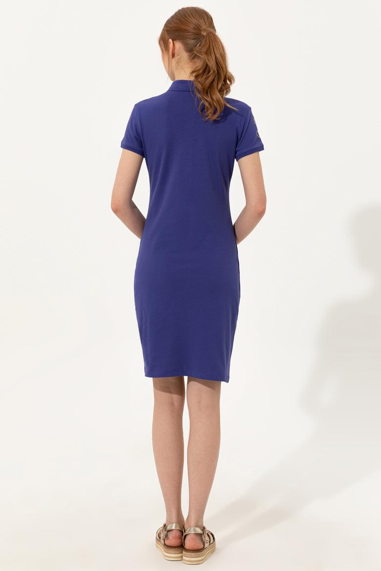 Kadın Mavi Polo Yaka Örme Elbise - 50246277158