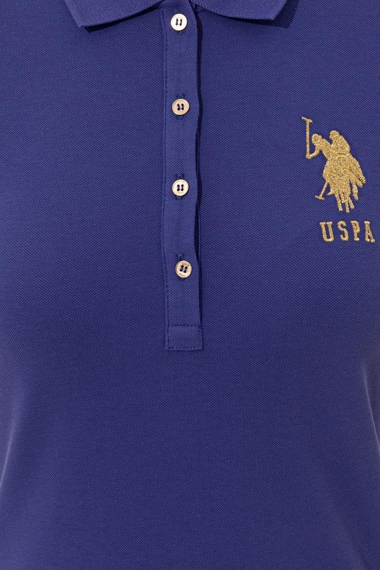 Kadın Mavi Polo Yaka Örme Elbise - 50246277158