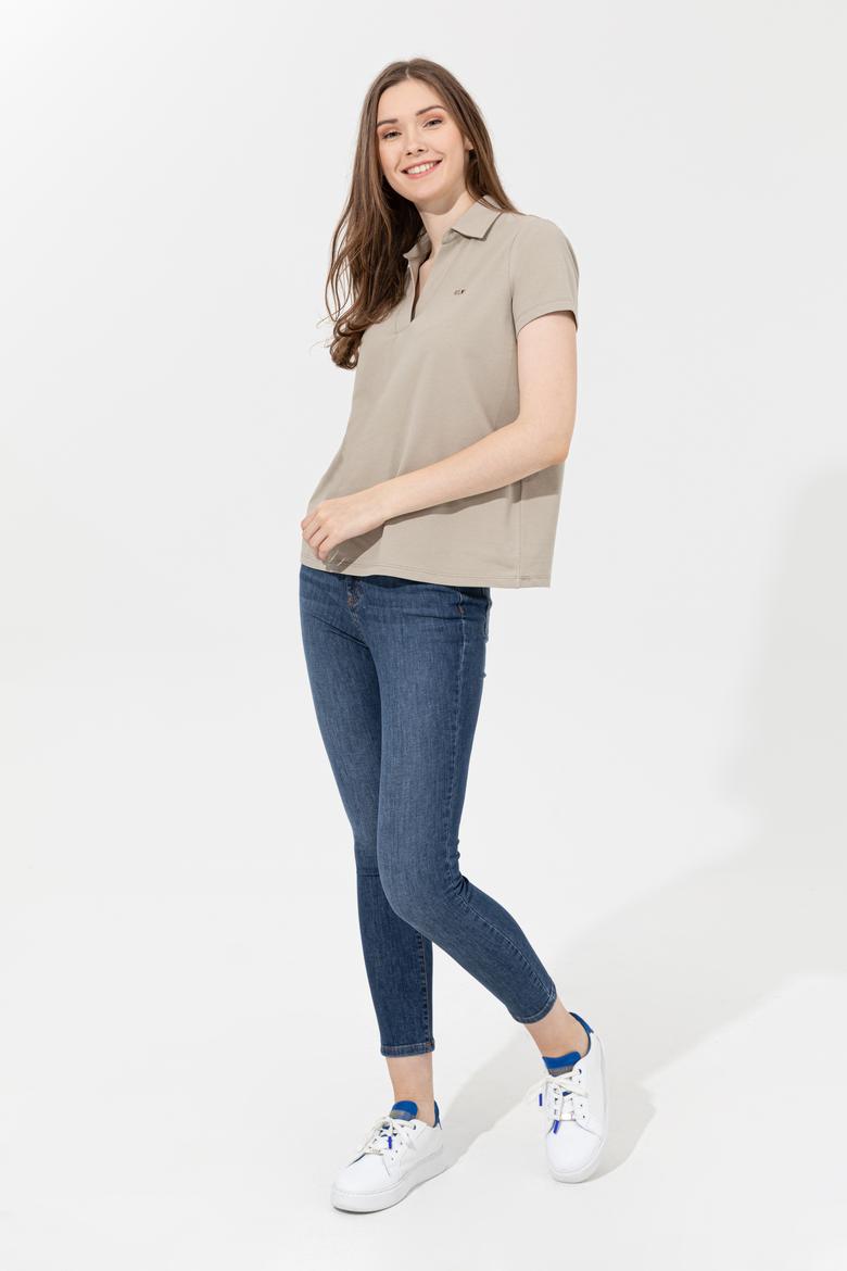 Kadın Haki Basic Tişört - 50253141022