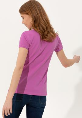 Kadın Menekşe Basic Polo Yaka Tişört - 50246278062