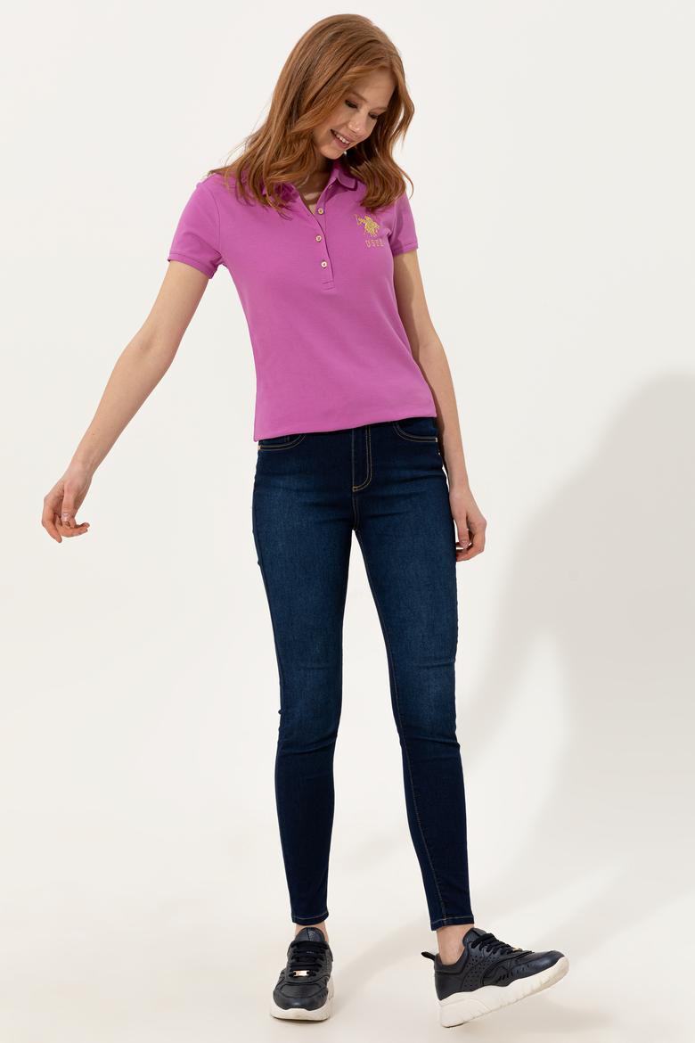 Kadın Menekşe Basic Polo Yaka Tişört - 50246278062