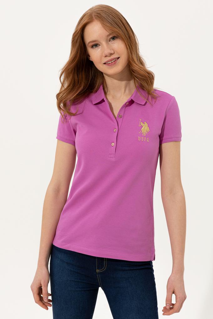 Kadın Menekşe Basic Polo Yaka Tişört