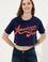Kadın Lacivert Bisiklet Yaka Crop Tişört