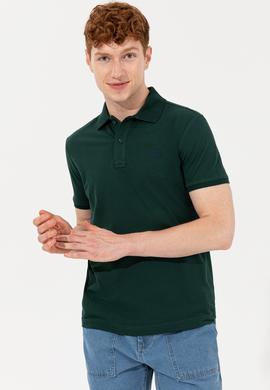 Erkek Koyu Yeşil Polo Yaka Basic T-Shirt - 50251701264