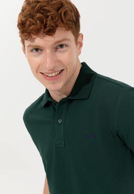 Erkek Koyu Yeşil Polo Yaka Basic T-Shirt - 50251701264
